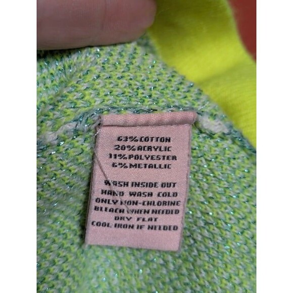 Juicy Couture Neon Leopard Varsity Cropped Sweater Size XL Y2K Glitter Alt - Picture 3 of 8